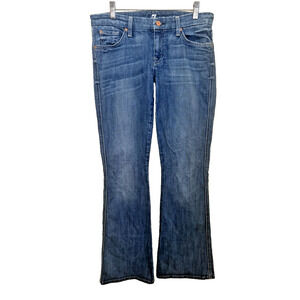 SEVEN 7 For All Mankind Jeans Pink "A" Pocket Blue Denim Bootcut sz 28 USA $188